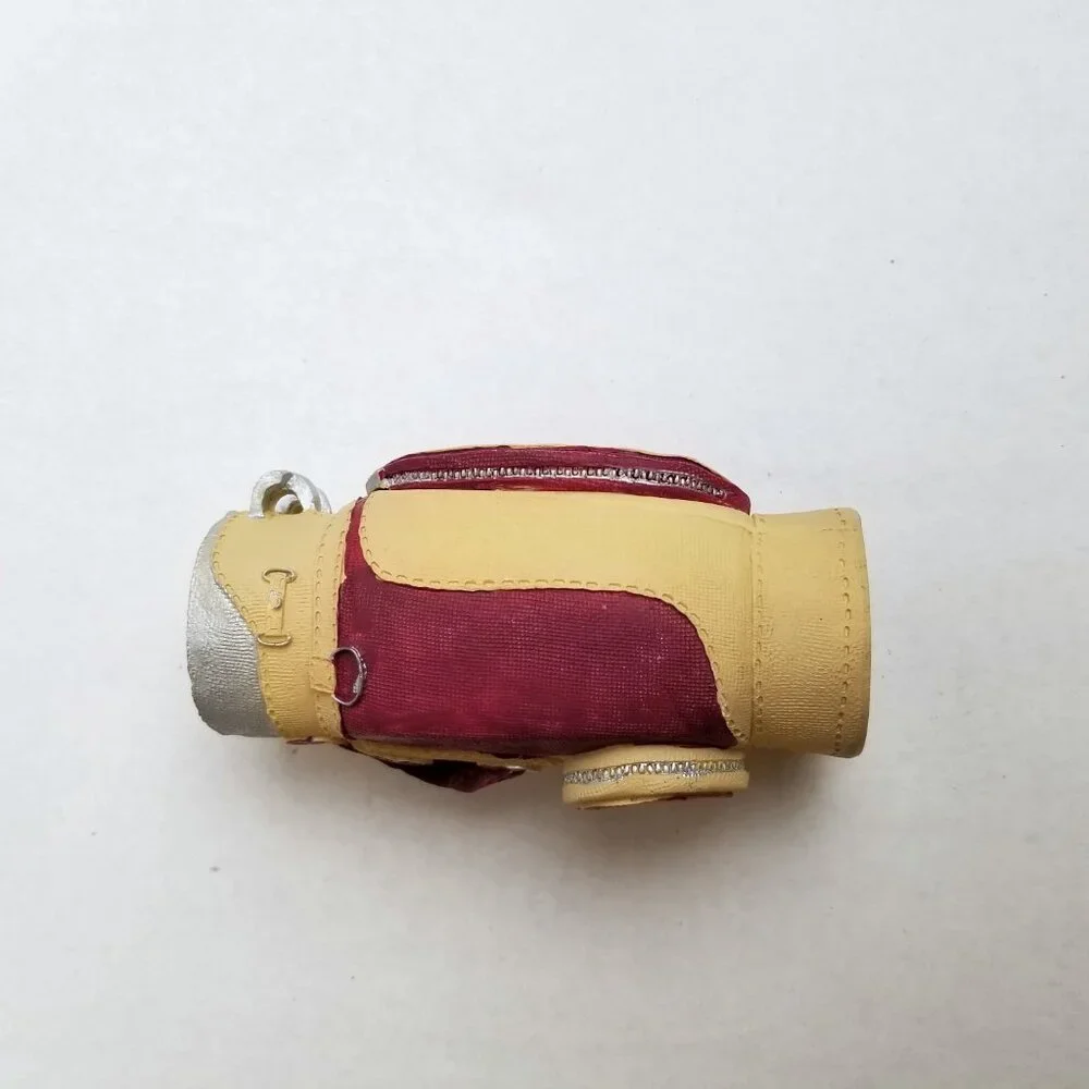 Vintage Golf Bag Pen Holder Loonco Burgundy Desk Collectible Decor